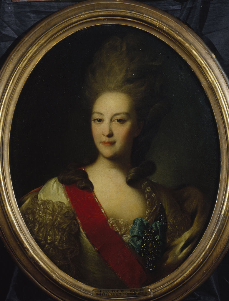 Detail of Portrait of Countess Ekaterina Nikolayevna Orlova, c. 1779 by Fyodor Stepanovich Rokotov