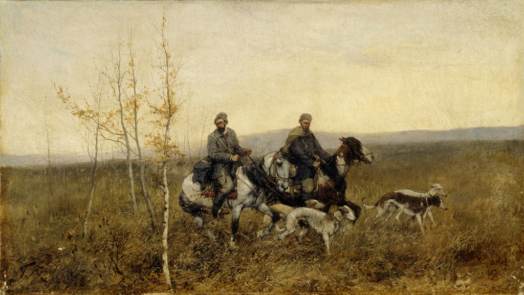 Detail of The Hunters, 1881 by Franz Roubaud