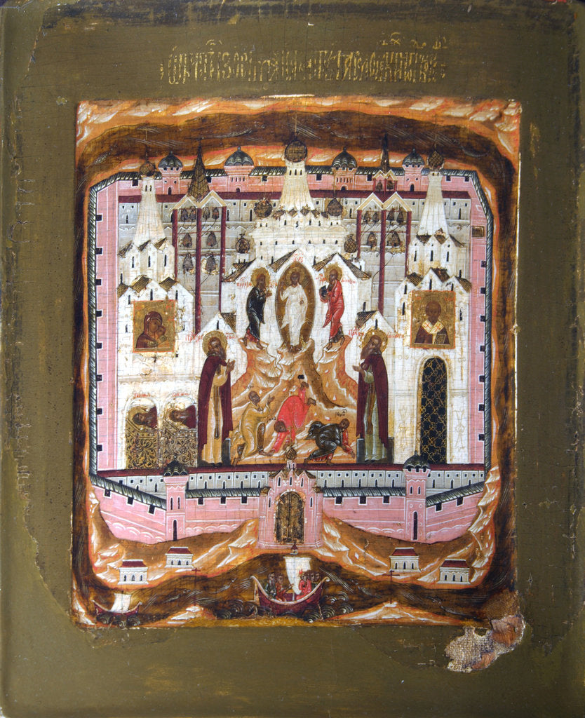 Detail of Saints Zosima and Savvatiy of Solovki, Early 17th cen by Russian icon