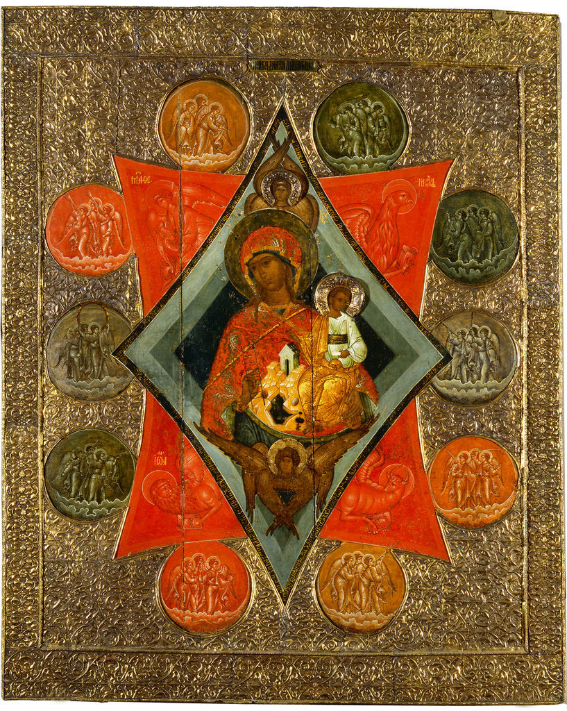 Detail of Mother of God of the Burning Bush, Mid of 16th cen by Russian icon