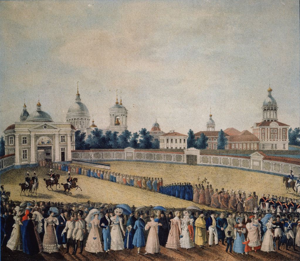 Detail of Visitation of Tsar Alexander I in the Alexander Nevsky Monastery, 1821 by Russian master