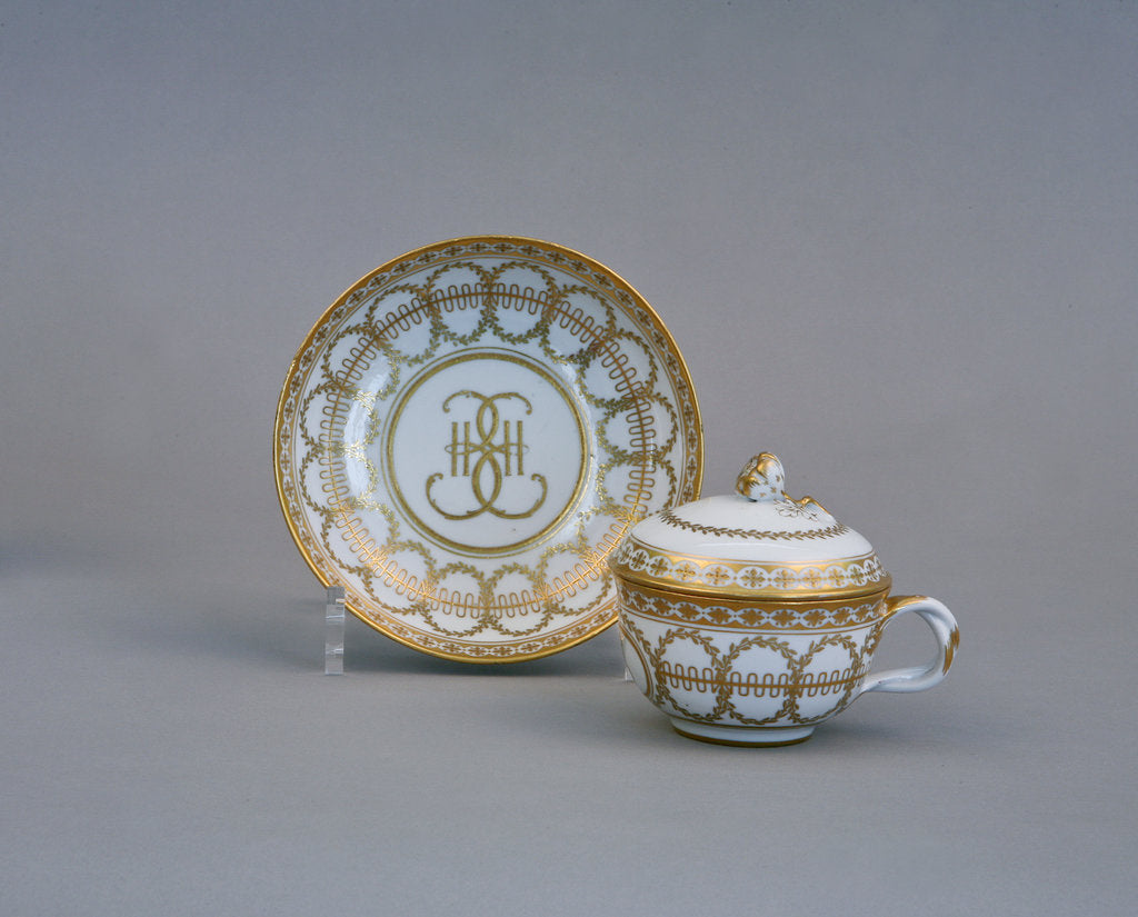 Detail of Cup and Saucer with the Monogram of Catherine II (Imperial Porcelain Factory), 1770-1780s by Russian master