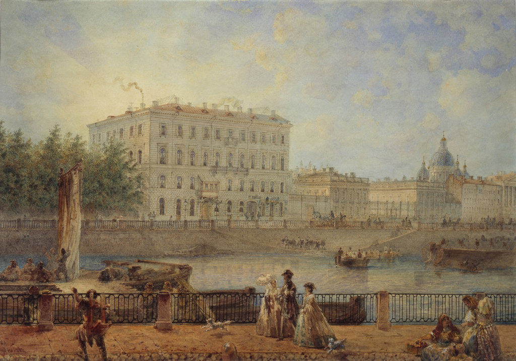 Detail of Saint Petersburg. View of the Fontanka River and the Derzhavin House, 1861 by Vasily Semyonovich Sadovnikov
