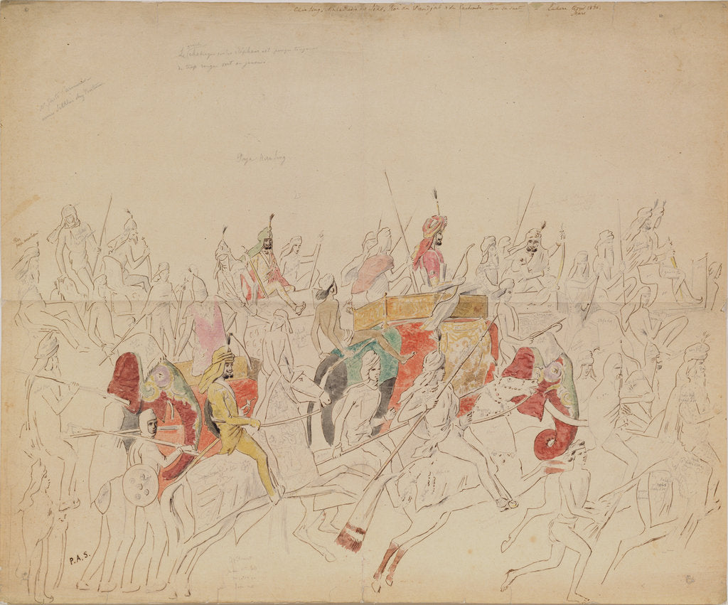 Detail of Maharaja Sher Singh of Punjab and His Court, 1846 by Alexei Dmitriyevich Saltykov