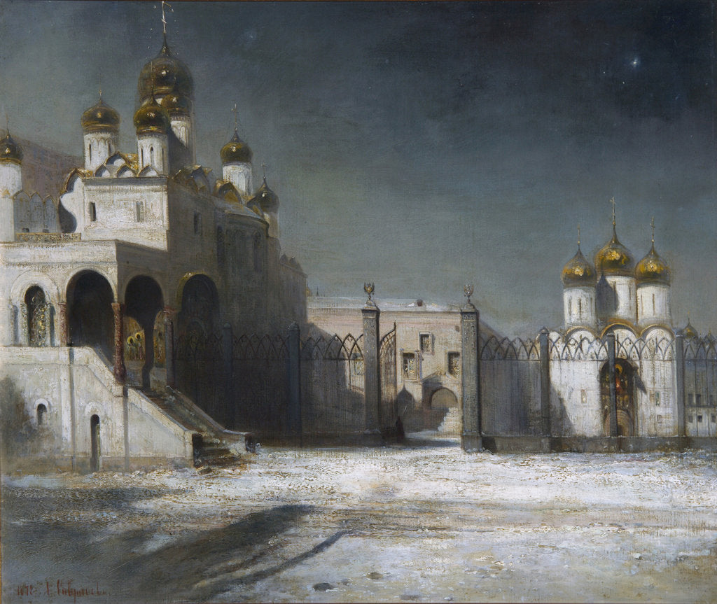 Detail of The Cathedral Square in the Moscow Kremlin at Night, 1878 by Alexei Kondratyevich Savrasov
