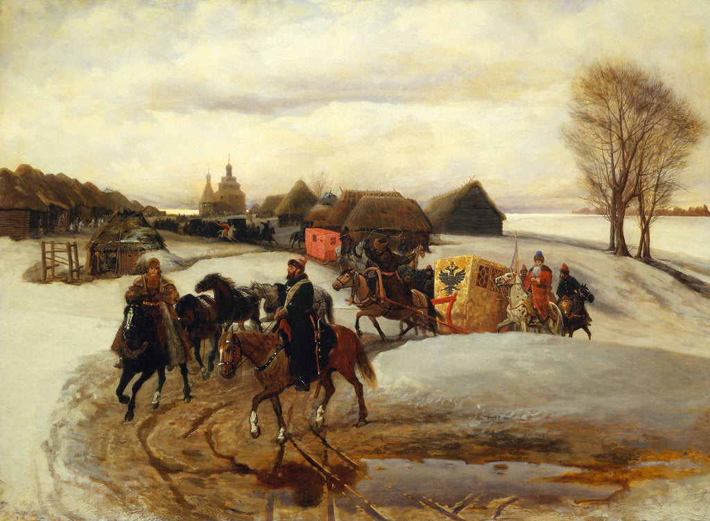 Detail of The Spring Pilgrimage of the Tsarina at the Time of Tsar Alexis I Mikhailovich, 1868 by Vyacheslav Grigoryevich Schwarz