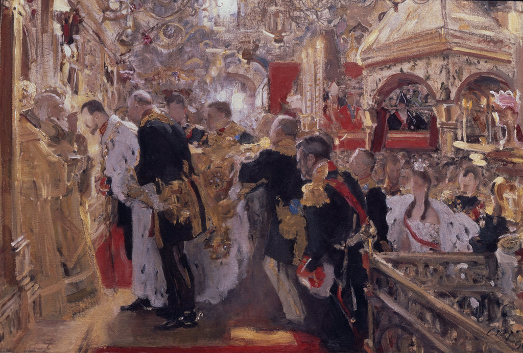 Detail of The Coronation of Emperor Nicholas II in the Assumption Cathedral, 1896 by Valentin Alexandrovich Serov