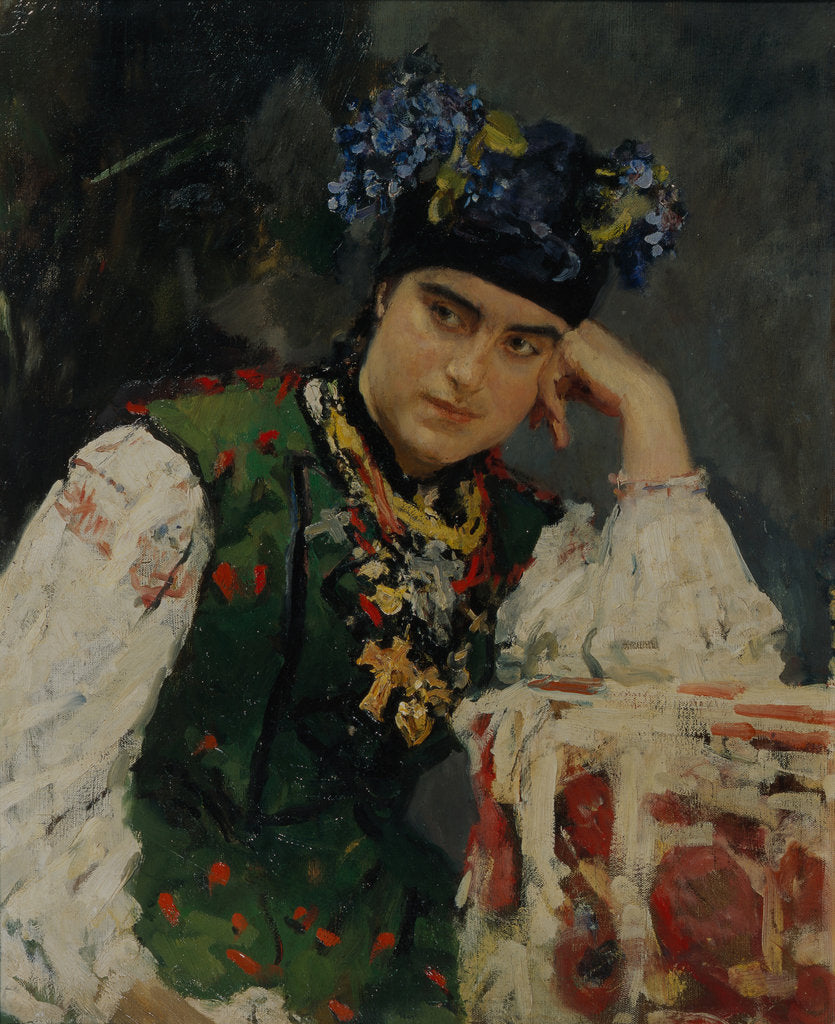Detail of Portrait of Sofia Dragomirov, 1889 by Valentin Alexandrovich Serov