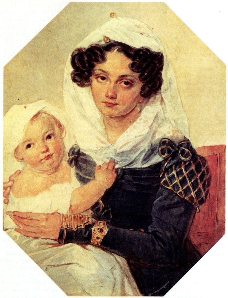 Detail of Portrait of Countess Maria N. Volkonskaya with son Nikolay, 1826 by Pyotr Fyodorovich Sokolov