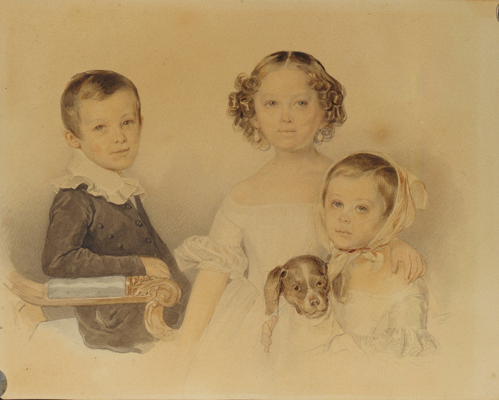 Detail of Portrait of the Lanskoy Children, 1839 by Pyotr Fyodorovich Sokolov