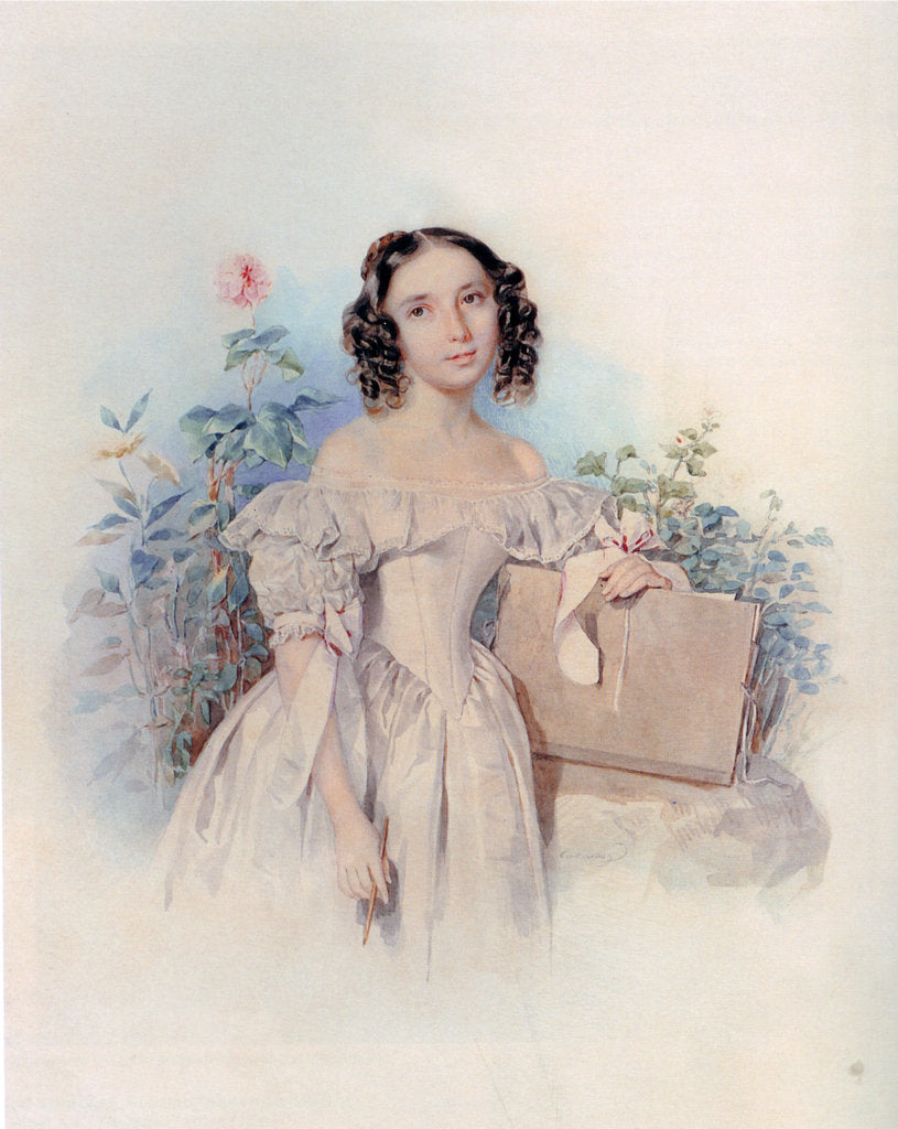 Detail of Portrait of Princess Helen Biron von Curland, née Meshcherskaya, 1830s by Pyotr Fyodorovich Sokolov