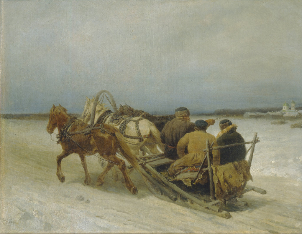 Detail of Troika in Winter, 1880s by Pyotr Petrovich Sokolov