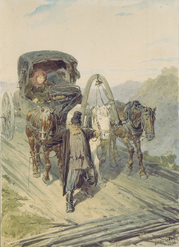 Detail of Troika, 1866 by Pyotr Petrovich Sokolov