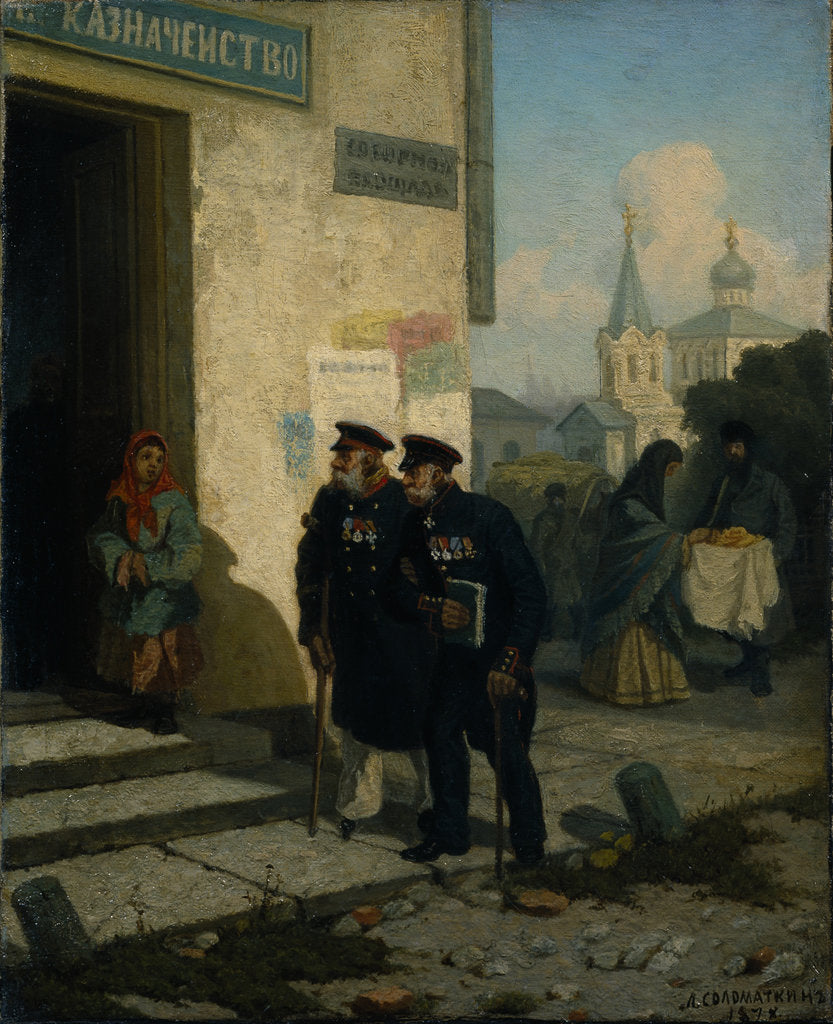 The Pension Day, 1878 by Leonid Ivanovich Solomatkin