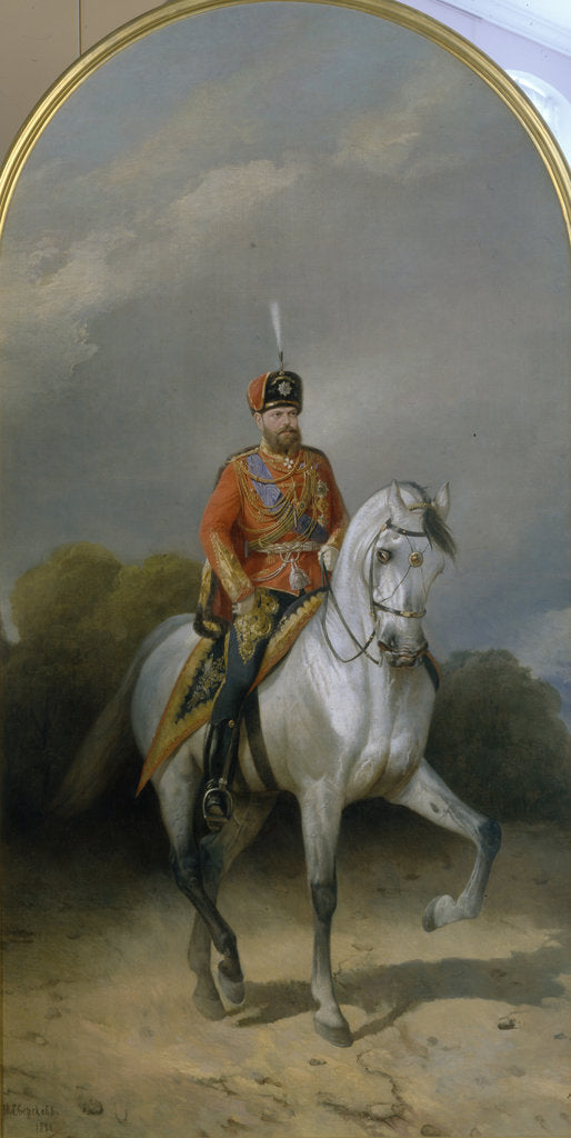 Detail of Portrait of the Emperor Alexander III in the Uniform of the Hussar regiment of the Leib Guard, 1881 by Nikolai Yegorovich Sverchkov