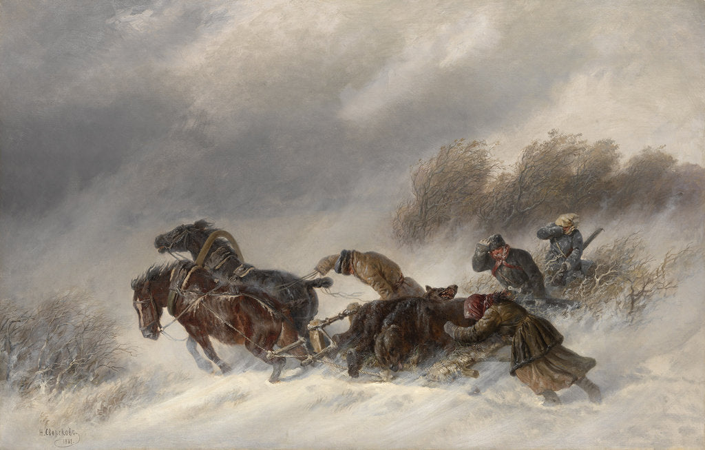 Detail of Returning from a Bear Hunt, 1881 by Nikolai Yegorovich Sverchkov