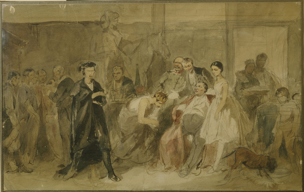 Detail of Behind the curtain in the serf theatre by Konstantin Alexandrovich Trutovsky