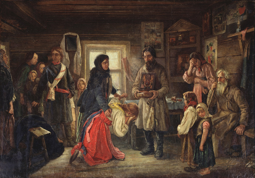 Detail of Before the marriage, 1900s by Pyotr Ivanovich Tselebrovski