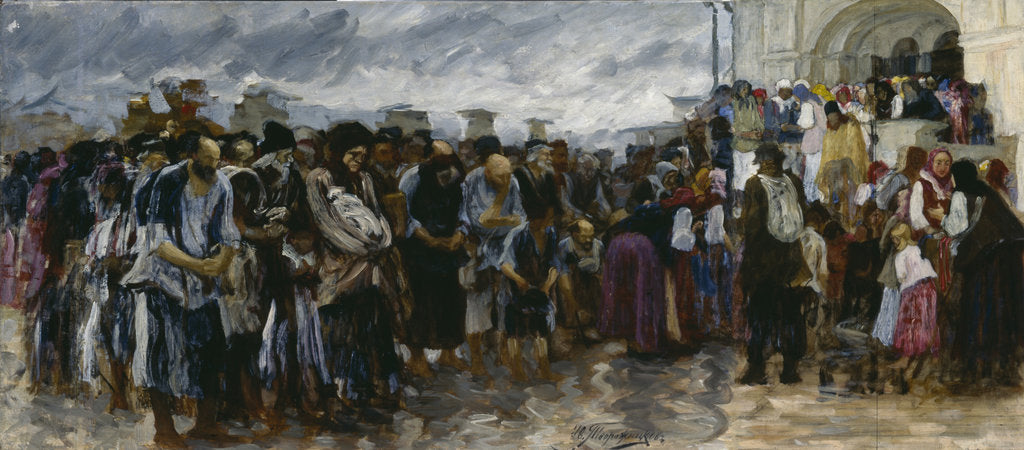Detail of Beggars at the church, 1889 by Ivan Ivanovich Tvorozhnikov