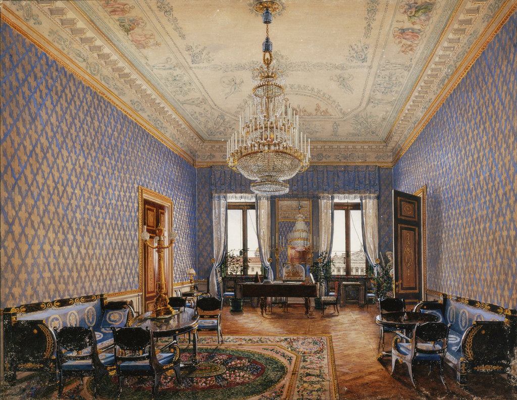 Detail of Interiors of the Winter Palace. The Drawing-Room of Grand Princess Maria Nikolayevna, 1837 by Konstantin Andreyevich Ukhtomsky