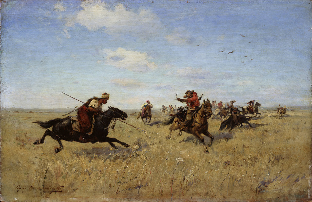 Detail of Fight between Dnieper Cossacks and Tatars, 1892 by Sergei Ivanovich Vasilkovsky