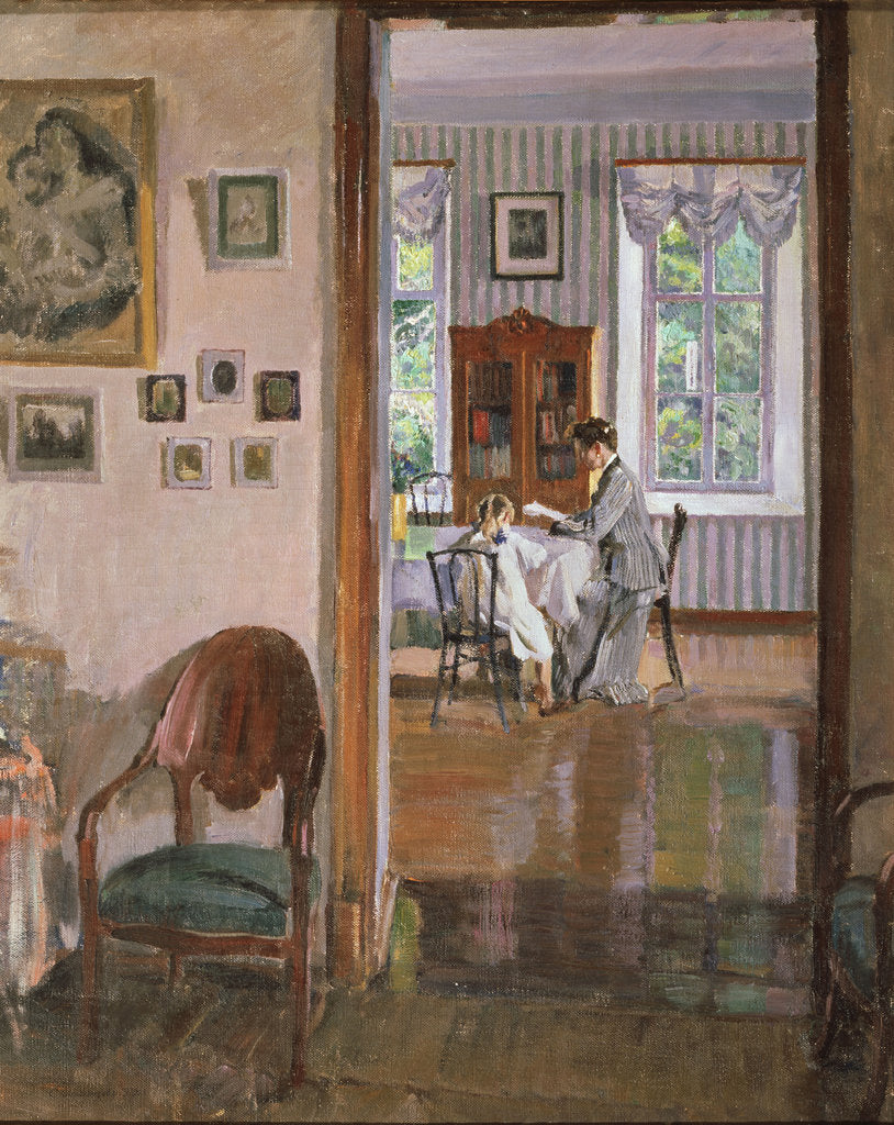 Detail of In a house, 1910 by Sergei Arsenyevich Vinogradov