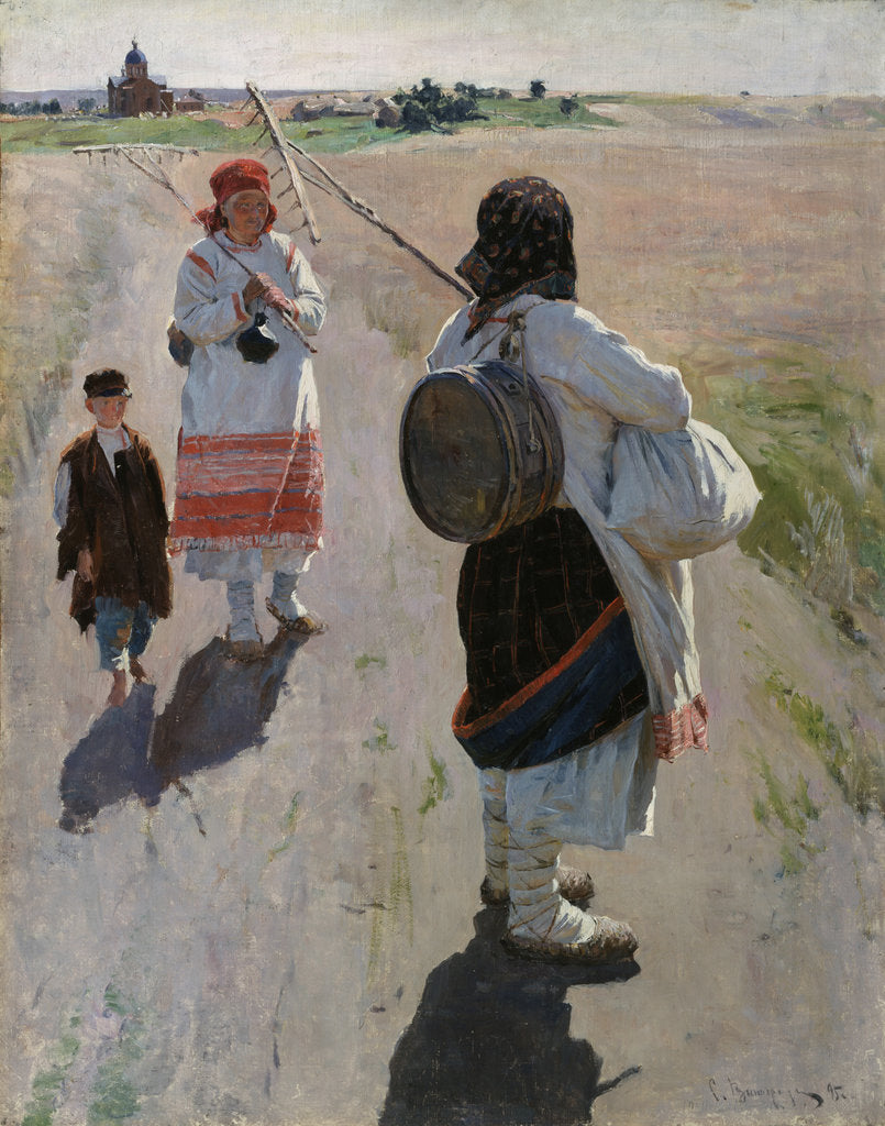 Detail of To the work, 1895 by Sergei Arsenyevich Vinogradov