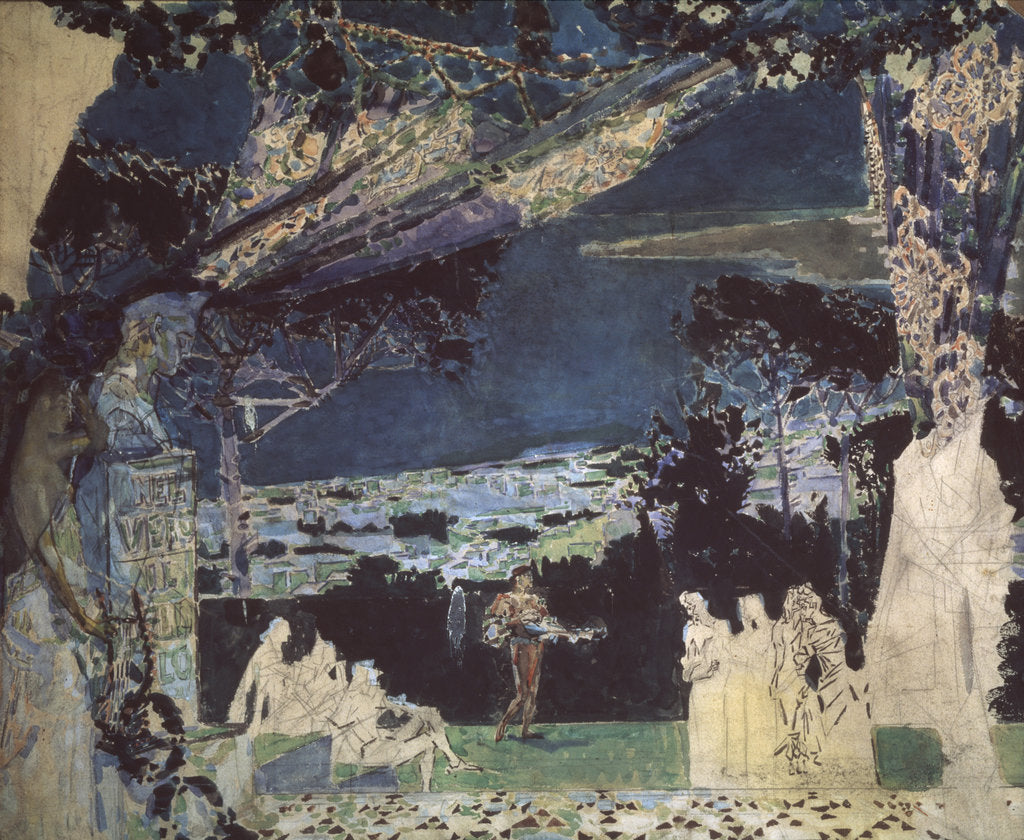 Detail of Italy. Night in Naples. Curtain design for the Private Russian Opera, 1891 by Mikhail Alexandrovich Vrubel