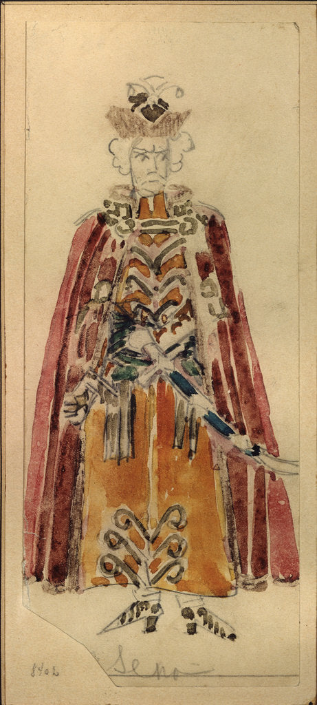 Detail of Costume design for the opera Mazepa by P.I. Tschaikovski by Mikhail Alexandrovich Vrubel