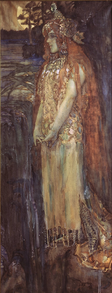 Detail of Singer Nadezhda Zabela-Vrubel as Princess Volkhova in the opera Sadko by N. Rimsky-Korsakov, 1898 by Mikhail Alexandrovich Vrubel