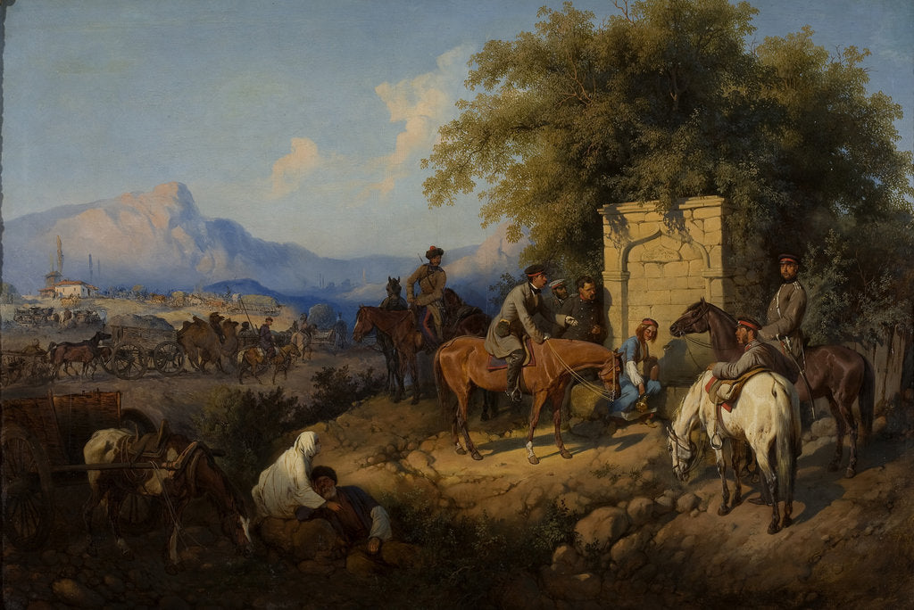 Detail of Russian Forces Crosses the Caucasus Mountains in Adjara, 1872 by Gottfried Willewalde