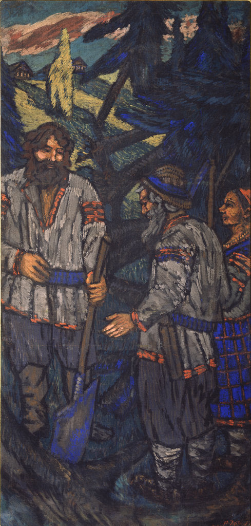 Detail of The Wedding of the Grand Duke Vladimir I. Svyatoslavich (Triptych, side panel), 1920s by Mikhail Nikolayevich Yakovlev