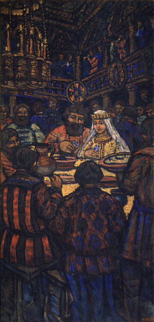 Detail of The Wedding of the Grand Duke Vladimir I. Svyatoslavich (Triptych, Central panel), 1920s by Mikhail Nikolayevich Yakovlev