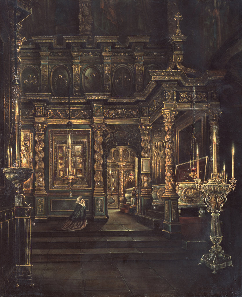 Detail of In the Assumption of the Blessed Virgin Cathedral in Rostov, 1862 by Grigori Vasilyevich Yurov