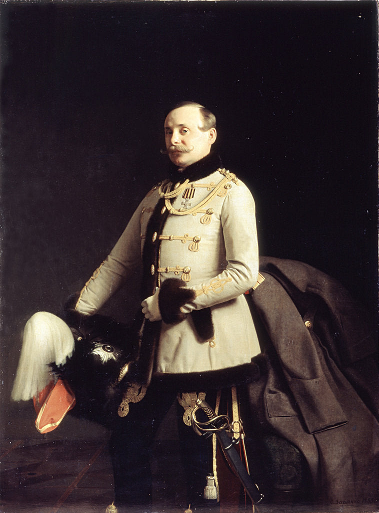 Detail of Portrait of Alexander Dmitrievich Ponomarev, Poruchik of His Majestys Life-Guards Hussar Regiment, 1855 by Sergei Konstantinovich Zaryanko