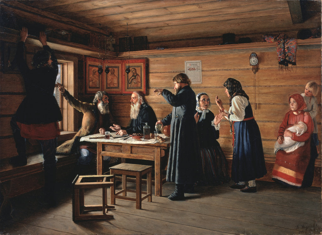 Detail of Religious controversy, 1867 by Dmitri Yegorovich Zhukov