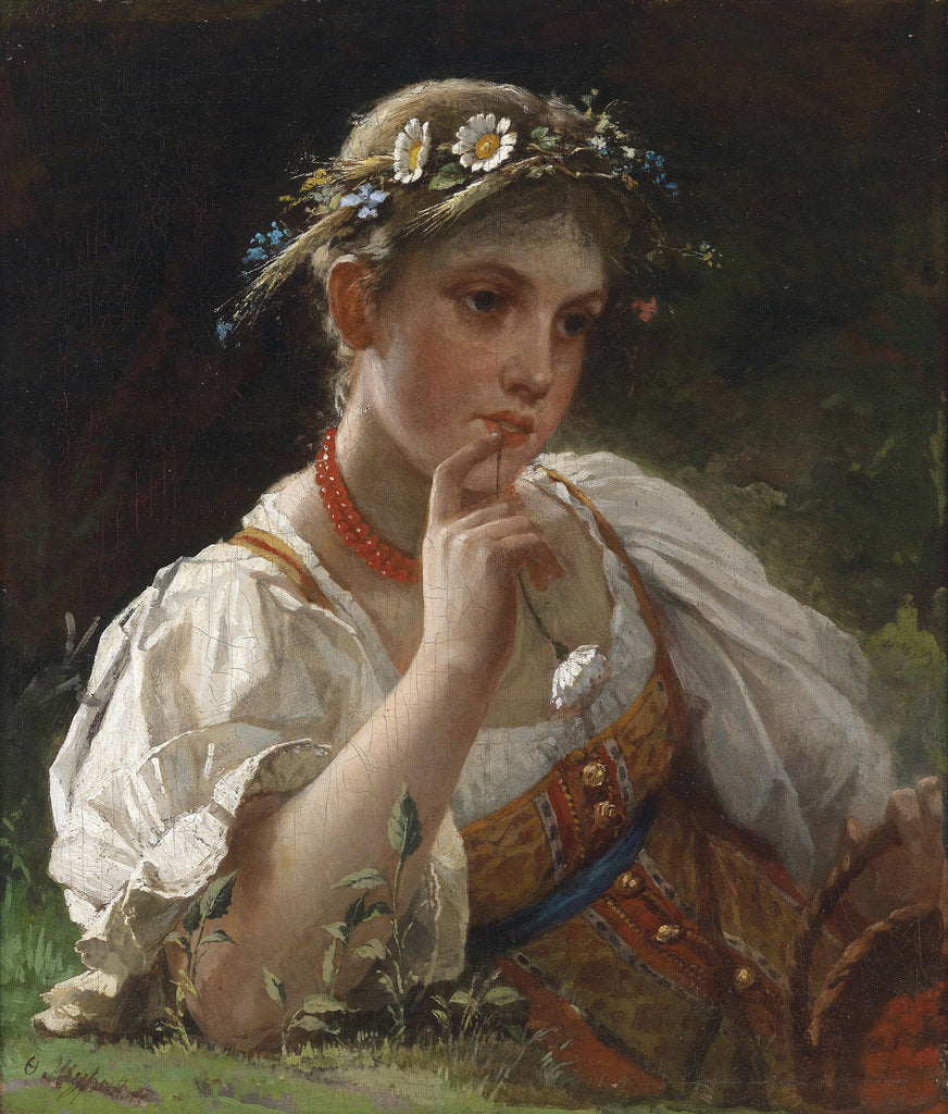 Detail of Young Girl with a Garland by Firs Sergeevich Zhuravlev