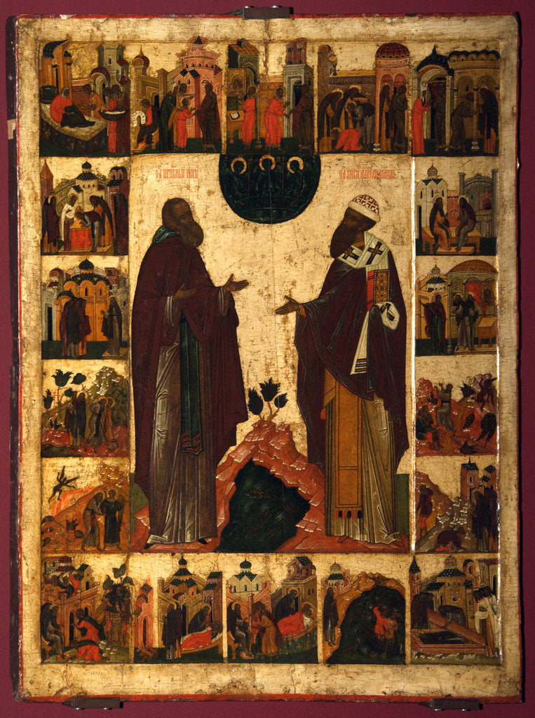 Detail of Saint Cyril of White Lake and Saint Cyril of Alexandria, Second half of the16th cen by Russian icon