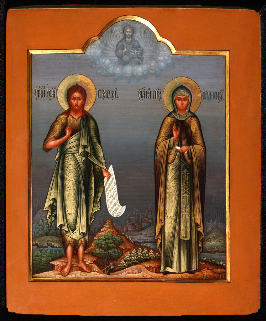 Detail of Saint John the Forerunner and Saint Olympia the Deaconess, End of 19th cen by Russian icon