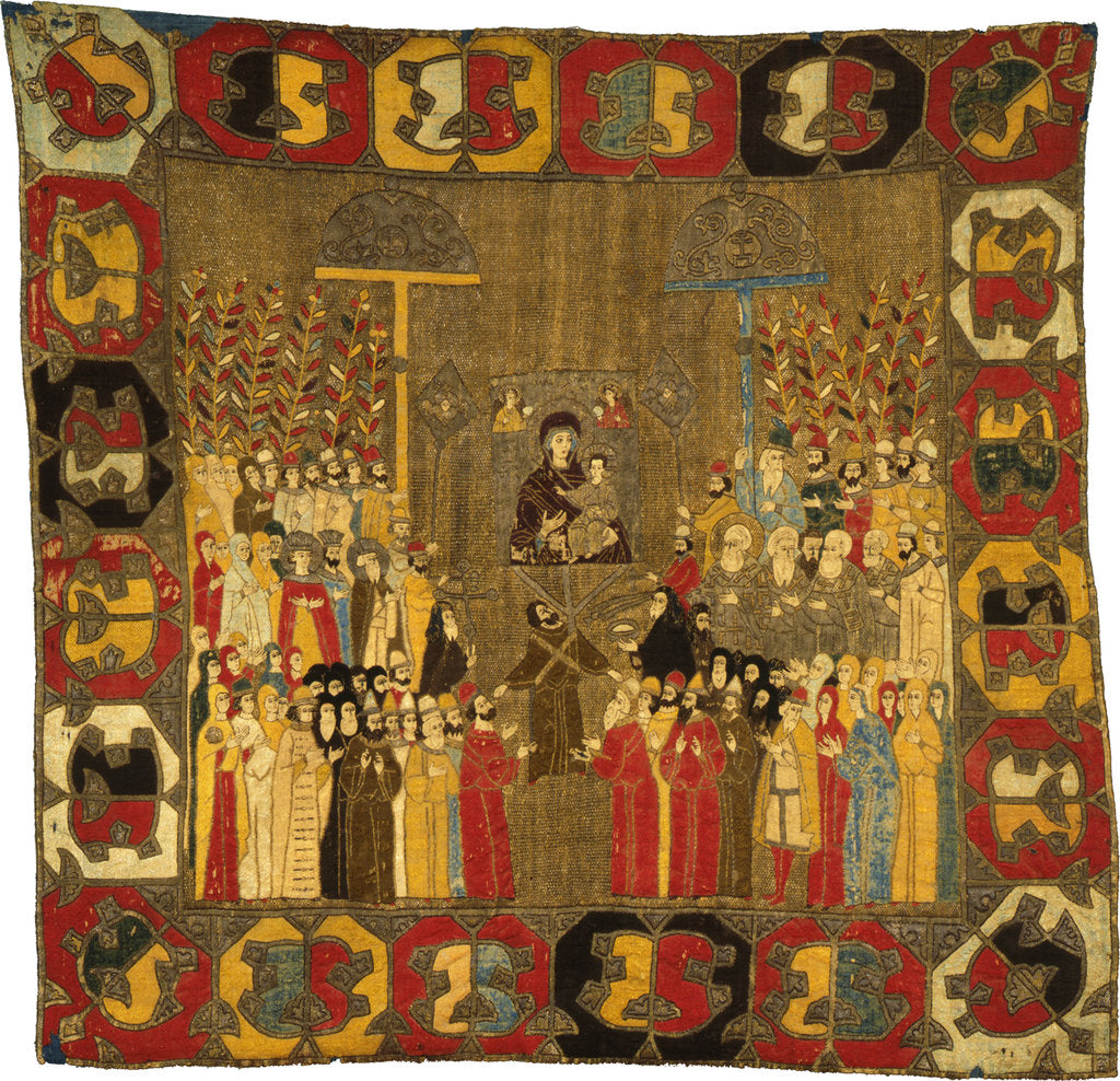 Detail of Palm Sunday Procession in Moscow on April 8, 1498. Zoe Palaiologina with daughters (left under), Ivan III, Elena of Wallachia, D, 1498 by Ancient Russian Art