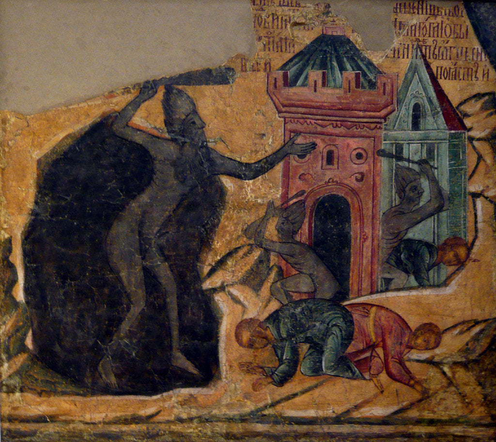 Detail of The Last Judgment. Fresco of the Novodevichy Convent, 1654 by Ancient Russian frescos