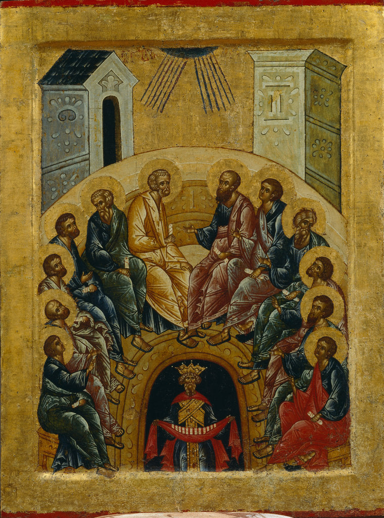 Detail of The Descent of the Holy Spirit, 1497 by Russian icon