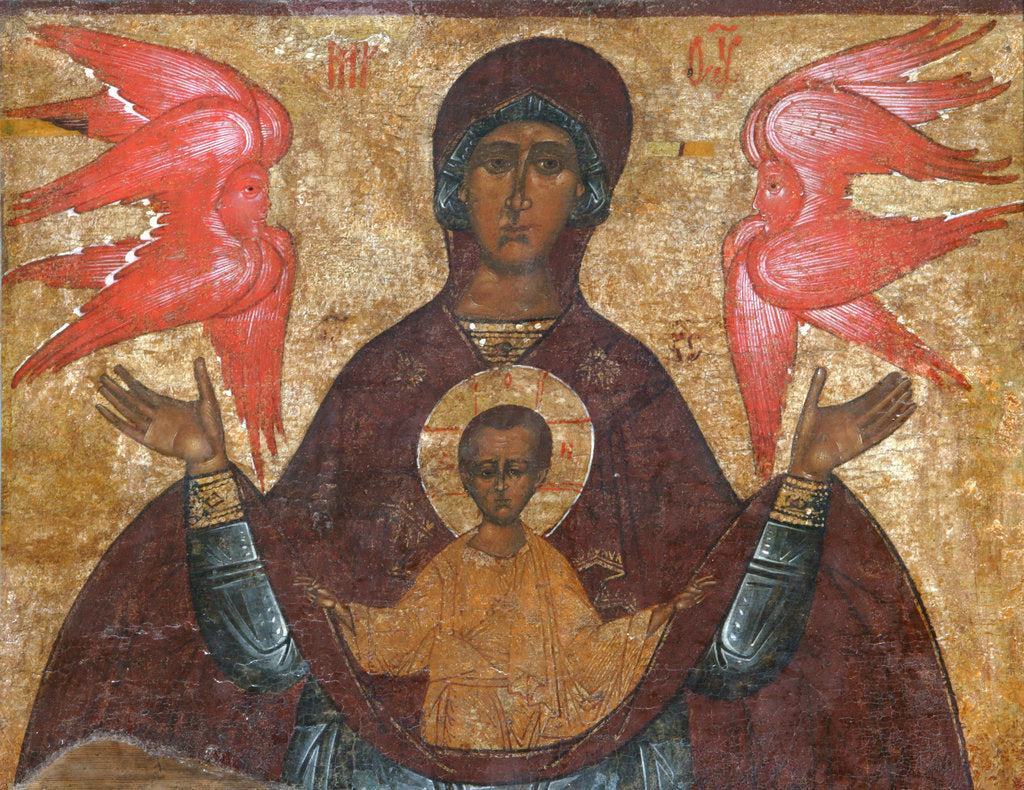 Detail of Our Lady of the Sign, 16th century by Russian icon