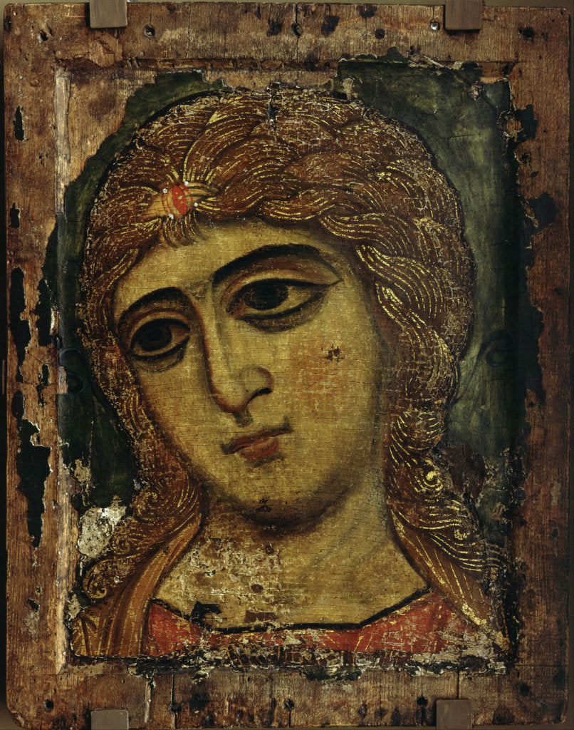 Detail of The Archangel Gabriel (The Angel with Golden Hair), ca 1200 by Russian icon