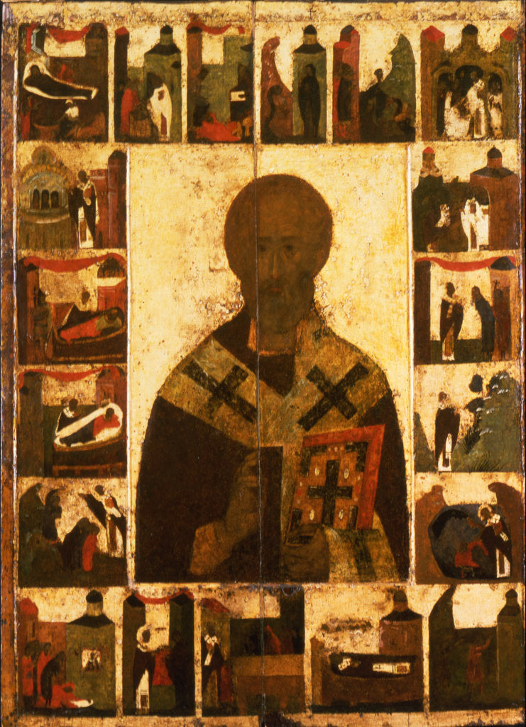 Detail of Saint Nicholas with scenes from his life, 14th century by Russian icon