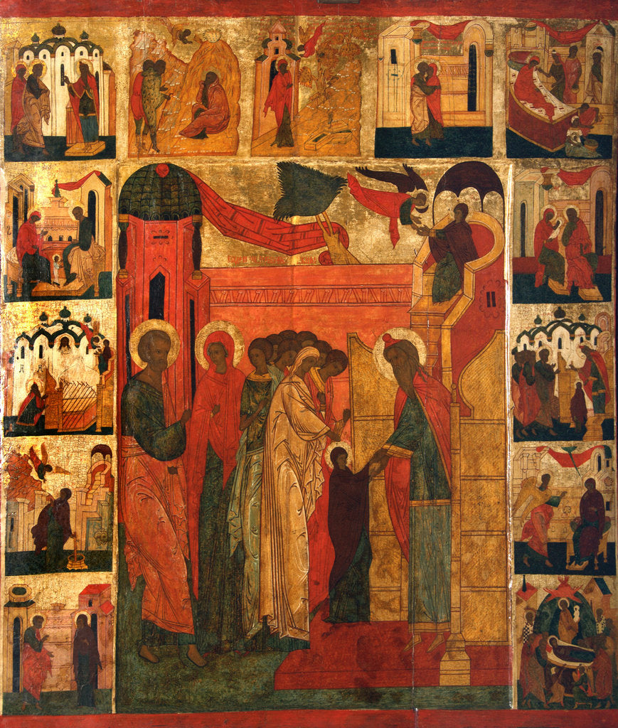 Detail of The Entry of the Most Holy Theotokos into the Temple, 16th century by Russian icon