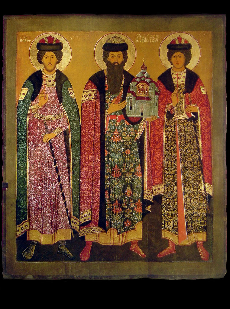 Detail of Saint Vsevolod Mstislavich, Prince of Pskov with Saints Boris and Gleb by Russian icon