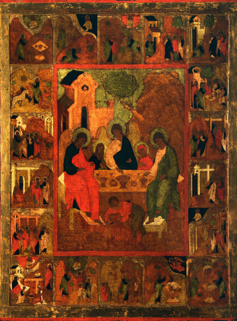 Detail of The Hospitality of Abraham (Old Testament Trinity), End of 16th cen by Russian icon