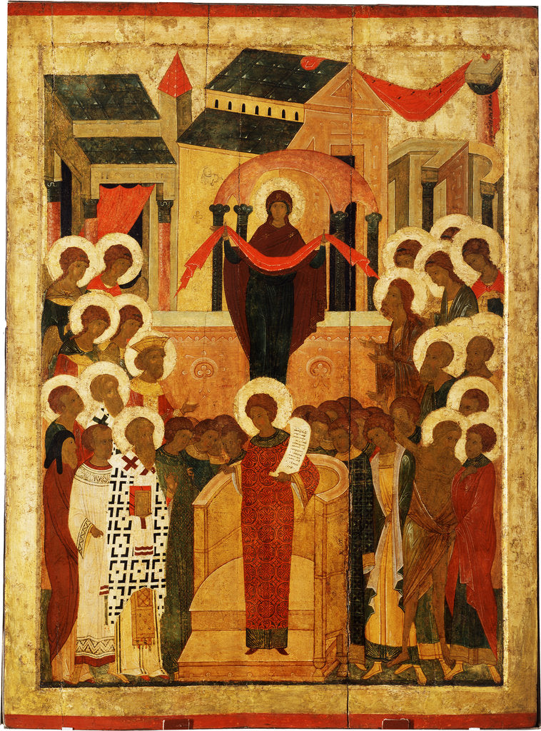 Detail of The Protection of the Mother of God (Pokrov), Second Half of the 15th cen by Russian icon
