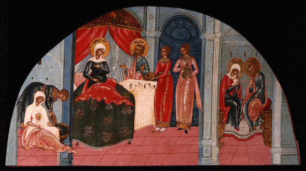 Detail of The Nativity of the Virgin, Mid of the 19th cen by Russian icon
